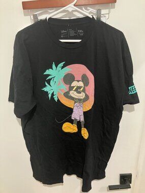 Neff X Disney Mickey Mouse Black T-Shirt XXL Palm Trees Sunglasses Sunset